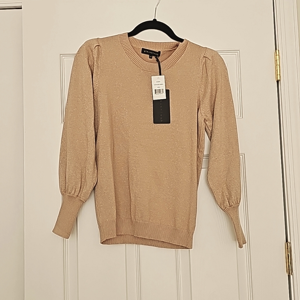 Gibsonlook Long-Sleeve Sweater in Champagne Shimmer, X-Small, NWT